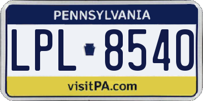PA license plate LPL8540