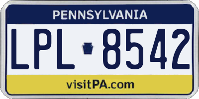 PA license plate LPL8542