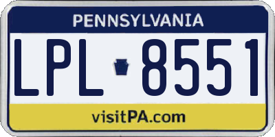 PA license plate LPL8551