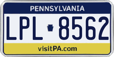 PA license plate LPL8562