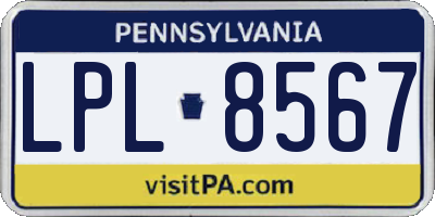 PA license plate LPL8567