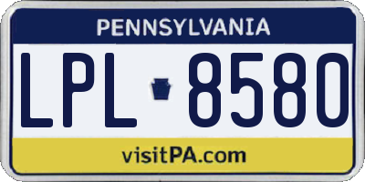 PA license plate LPL8580