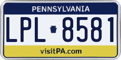 PA license plate LPL8581