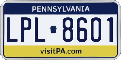 PA license plate LPL8601
