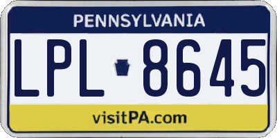 PA license plate LPL8645
