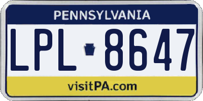 PA license plate LPL8647