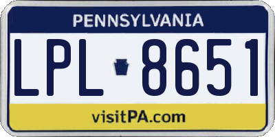 PA license plate LPL8651