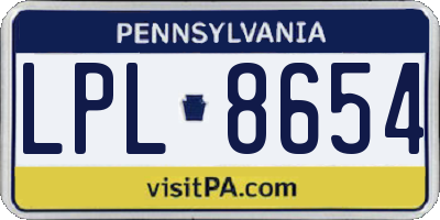PA license plate LPL8654