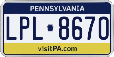 PA license plate LPL8670