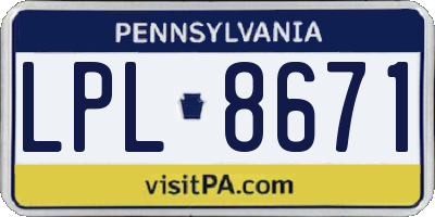 PA license plate LPL8671