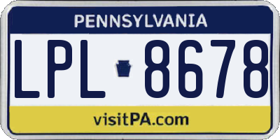 PA license plate LPL8678