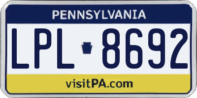 PA license plate LPL8692