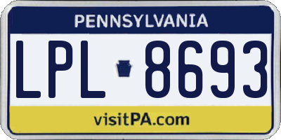 PA license plate LPL8693