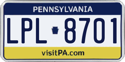 PA license plate LPL8701