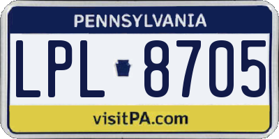 PA license plate LPL8705