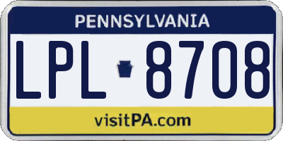 PA license plate LPL8708