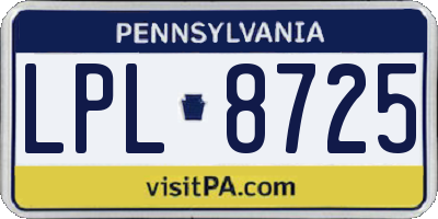 PA license plate LPL8725