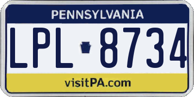 PA license plate LPL8734
