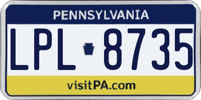 PA license plate LPL8735