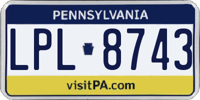 PA license plate LPL8743