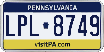 PA license plate LPL8749