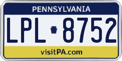 PA license plate LPL8752