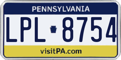 PA license plate LPL8754