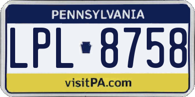 PA license plate LPL8758