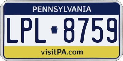 PA license plate LPL8759