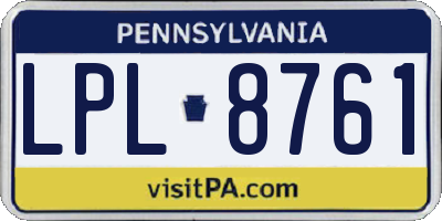 PA license plate LPL8761