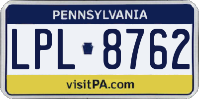 PA license plate LPL8762