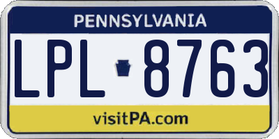 PA license plate LPL8763