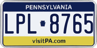 PA license plate LPL8765