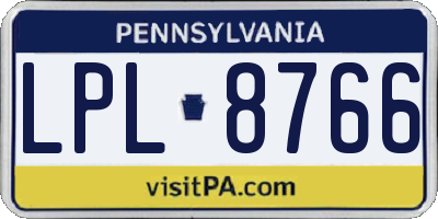 PA license plate LPL8766