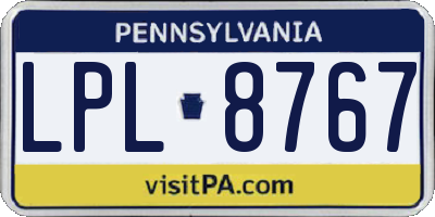 PA license plate LPL8767