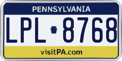 PA license plate LPL8768