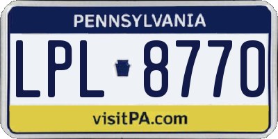 PA license plate LPL8770