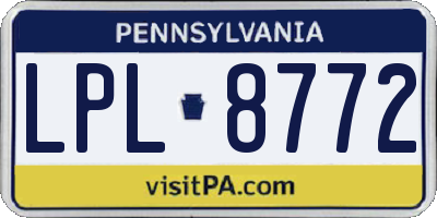 PA license plate LPL8772