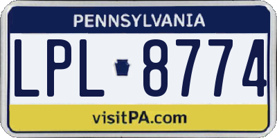 PA license plate LPL8774