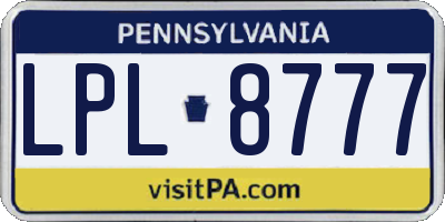 PA license plate LPL8777