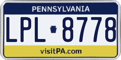 PA license plate LPL8778