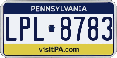 PA license plate LPL8783