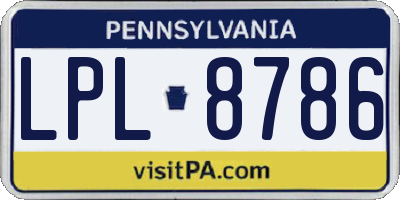 PA license plate LPL8786
