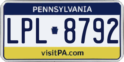 PA license plate LPL8792