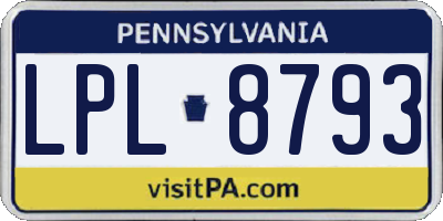PA license plate LPL8793