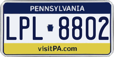 PA license plate LPL8802
