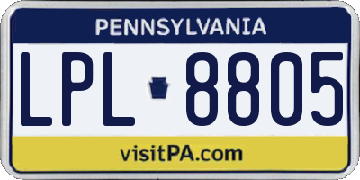 PA license plate LPL8805
