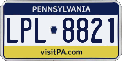 PA license plate LPL8821