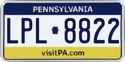 PA license plate LPL8822