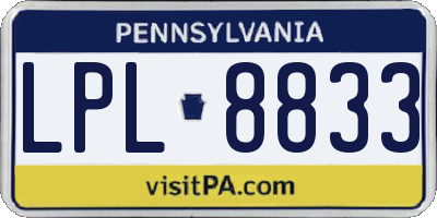 PA license plate LPL8833